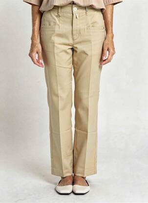 Pantalon drept închidere cu fermoar sub clapetă cu nasturi bej HIGH femeie