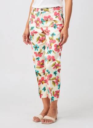 Pantalon 7/8 închidere cu fermoar sub clapetă cu nasturi bej MAYJUNE femeie