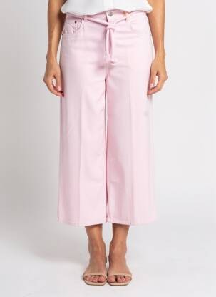 Pantalon 7/8 închidere cu fermoar sub clapetă cu nasturi roz CLOSED femeie