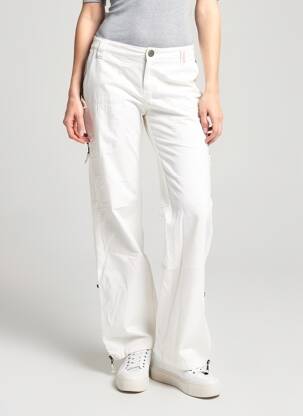Pantalon drept țesătură poplin mărime normală alb I.CODE (By IKKS) femeie