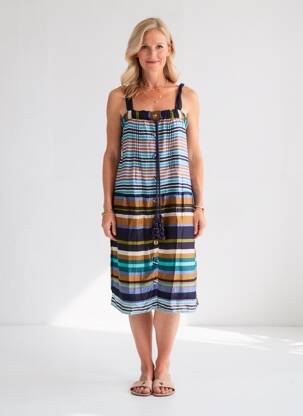 Rochie midi fără mâneci fără mâneci albastru DERHY femeie