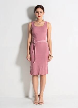 Rochie midi fără mâneci fără mâneci roz PETIT BATEAU femeie