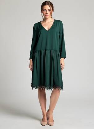 Rochie midi mâneci lungi mâneci lungi verde I.CODE (By IKKS) femeie