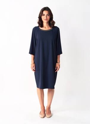 Rochie midi mâneci 3/4 mâneci 3/4 albastru I.CODE (By IKKS) femeie