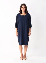 Rochie midi mâneci 3/4 mâneci 3/4 albastru I.CODE (By IKKS) femme