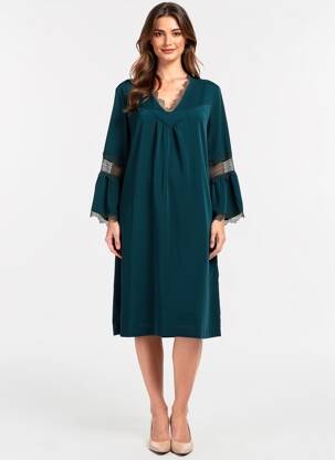 Rochie midi mâneci lungi mâneci lungi verde I.CODE (By IKKS) femeie