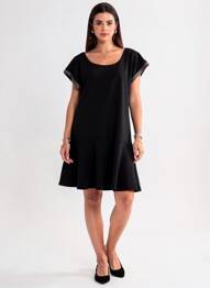 Rochie scurtă croială evazată mâneci scurte negru I.CODE (By IKKS) femme