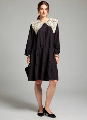 Rochie midi mâneci 3/4 mâneci 3/4 negru MINIMUM femme