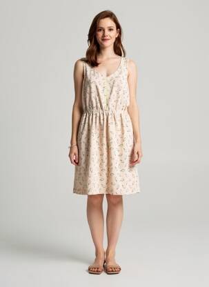 Rochie midi imprimeu fantezie fără mâneci roz I.CODE (By IKKS) femeie
