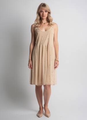 Rochie midi fără mâneci fără mâneci bej I.CODE (By IKKS) femeie