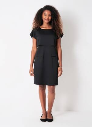 Rochie scurtă mâneci scurte mâneci scurte negru I.CODE (By IKKS) femeie