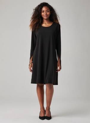 Rochie midi mâneci lungi mâneci lungi negru BY ZOE femeie