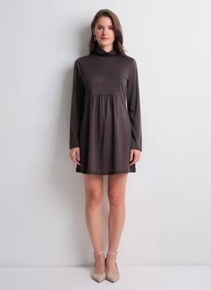 Rochie scurtă mâneci lungi mâneci lungi maro DDP femeie