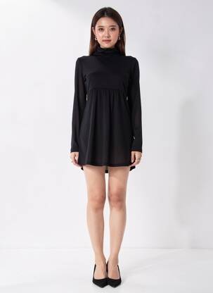 Rochie scurtă mâneci lungi mâneci lungi negru DDP femeie