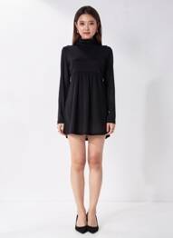 Rochie scurtă mâneci lungi mâneci lungi negru DDP femme