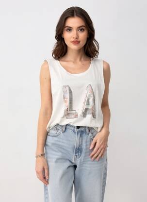 Maiou guler rotund fără mâneci alb MAISON SCOTCH femeie
