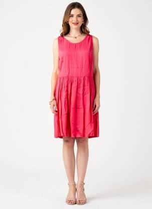 Rochie midi imprimeu fantezie fără mâneci roz I.CODE (By IKKS) femeie