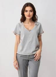 Top mâneci scurte mâneci scurte gri I.CODE (By IKKS) femme