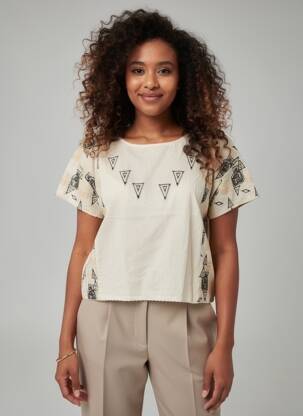 Top mâneci scurte mâneci scurte bej MAISON SCOTCH femeie