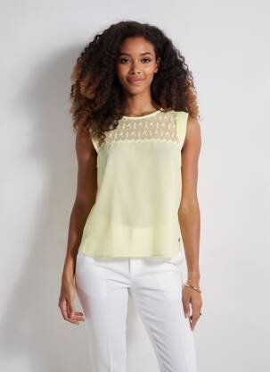Top țesătură crep mâneci scurte galben MAISON SCOTCH femeie