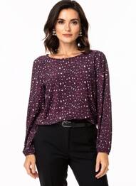 Bluză guler rotund mâneci lungi violet PAKO LITTO femme