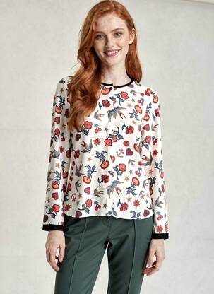 Cămașă imprimeu floral mâneci lungi alb I.CODE (By IKKS) femeie