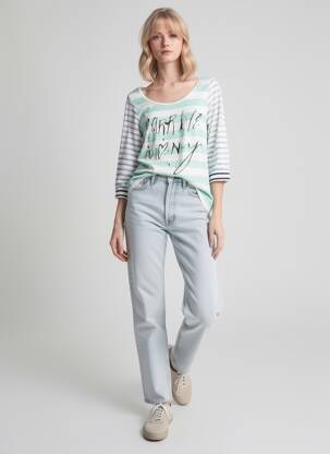 Tricou elasticitate mâneci 3/4 verde MAISON SCOTCH femme