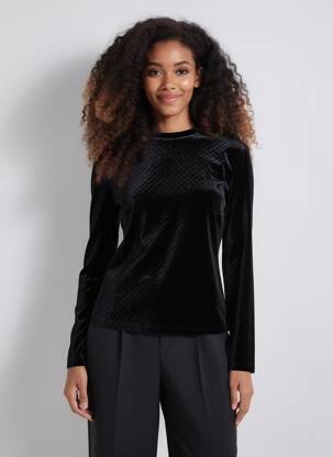 Top elasticitate mâneci lungi negru MINIMUM femeie