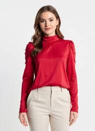 Top țesătură jersey mâneci lungi roșu DDP femme