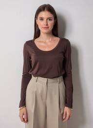 Tricou mâneci lungi mâneci lungi maro I.CODE (By IKKS) femme
