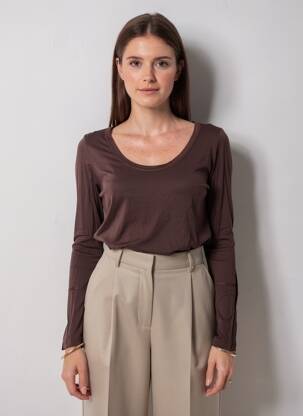Tricou mâneci lungi mâneci lungi maro I.CODE (By IKKS) femme