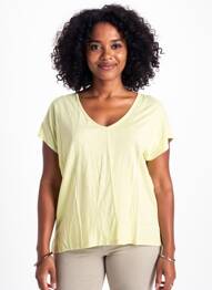 Tricou croială dreaptă mâneci scurte galben PAKO LITTO femme