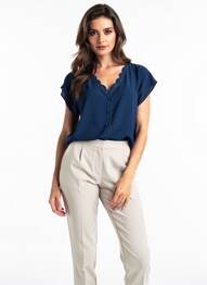 Top croială fluidă mâneci scurte albastru I.CODE (By IKKS) femme