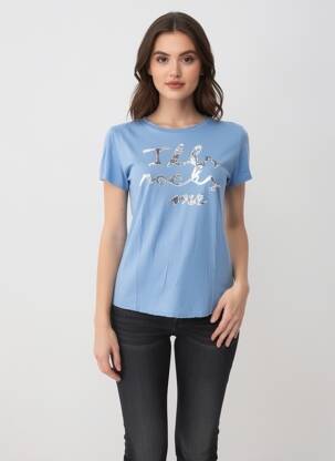 Tricou elasticitate mâneci scurte albastru IKKS femeie
