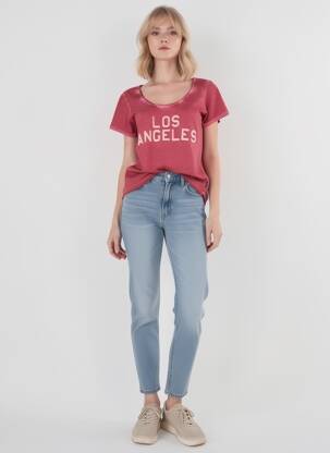 Tricou serigrafie mâneci scurte roșu MAISON SCOTCH femeie