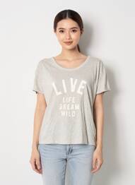 Tricou serigrafie mâneci scurte gri MAISON SCOTCH femme