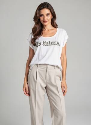 Tricou imprimeu fantezie mâneci scurte bej MAISON SCOTCH femme
