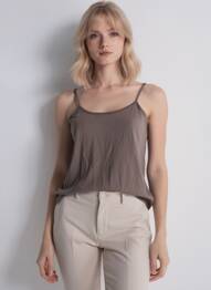 Top țesătură jersey bretele subțiri gri I.CODE (By IKKS) femme