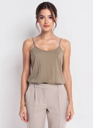 Top țesătură jersey bretele subțiri verde I.CODE (By IKKS) femeie