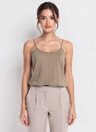 Top țesătură jersey bretele subțiri verde I.CODE (By IKKS) femme