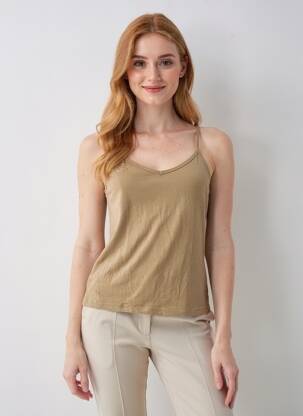 Tricou elasticitate bretele subțiri verde DDP femeie