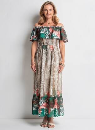 Rochie lungă mâneci scurte mâneci scurte bej GREGORY PAT femeie