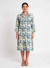 Rochie midi imprimeu floral mâneci lungi bej STORIATIPIC femme
