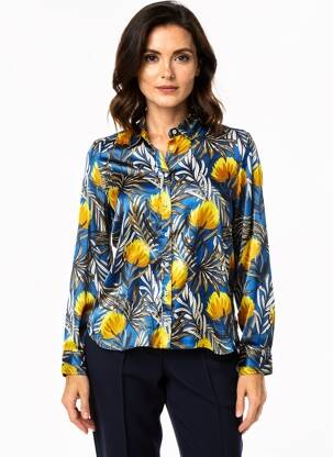 Cămașă imprimeu floral mâneci lungi albastru STORIATIPIC femeie