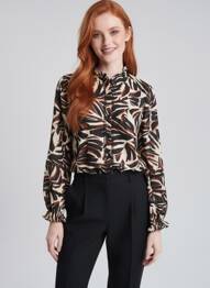 Cămașă țesătură crep mâneci lungi maro KILKY femme
