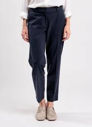 Pantalon chino închidere cu fermoar sub clapetă cu nasturi talie înaltă albastru BARILOCHE femme