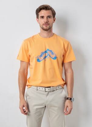 Tricou croială dreaptă mâneci scurte portocalie SPORTS D'EPOQUE bărbat