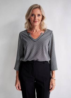 Bluză mâneci 3/4 mâneci 3/4 negru DIANE LAURY femeie