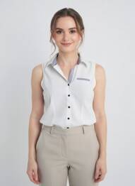 Cămașă croială cambrată fără mâneci alb C'EST BEAU LA VIE femme