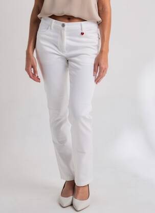 Pantalon slim țesătură poplin mărime normală alb TONI femeie